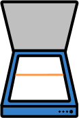 Flatbed scanner icon for high-resolution artwork and document scanning services